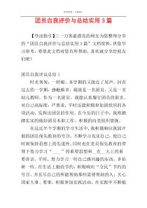 团员自我评价与总结实用3篇