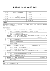 某著名物业公司副总经理岗位说明书.