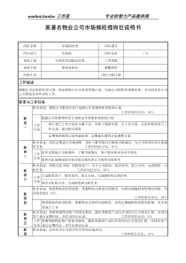 某著名物业公司市场部经理岗位说明书