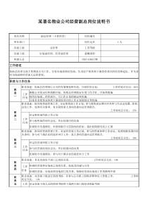 某著名物业公司经营副总岗位说明书.