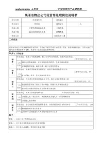 某著名物业公司经营部经理岗位说明书