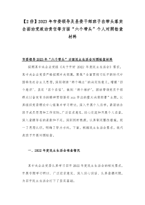 【2份】2023年市委领导及县委干部班子在带头落实全面治党政治责任等方面“六个带头”个人对照检查