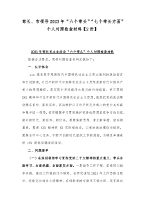 部长、市领导2023年“六个带头”“七个带头方面”个人对照检查材料【2份】