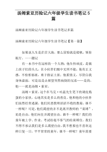 汤姆索亚历险记六年级学生读书笔记5篇