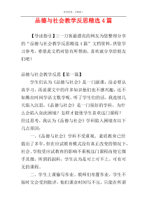 品德与社会教学反思精选4篇