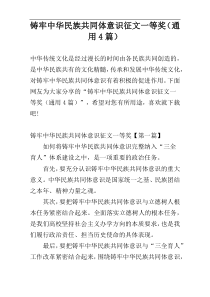 铸牢中华民族共同体意识征文一等奖（通用4篇）