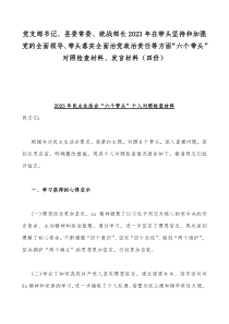 党支部书记、县委常委、统战部长2023年在带头坚持和加强党的全面领导、带头落实全面治党政治责任等