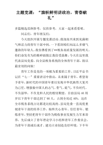 主题党课：“旗帜鲜明讲政治，青春献礼”