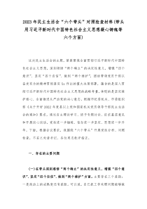 2023年民主生活会“六个带头”对照检查材料(带头用习近平新时代中国特色社会主义思想凝心铸魂等六