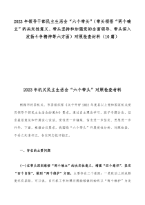 2023年领导干部民主生活会“六个带头”（带头领悟“两个确立”的决定性意义、带头坚持和加强党的全