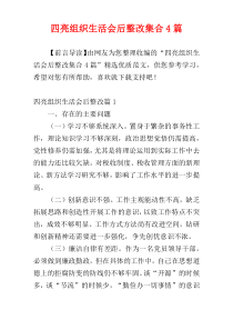 四亮组织生活会后整改集合4篇