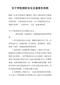 关于学校消防安全自查报告范例