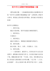 初中作文课教学教案精编5篇