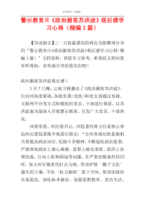 警示教育片《政治掮客苏洪波》观后感学习心得（精编3篇）