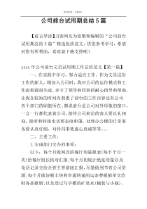 公司前台试用期总结5篇