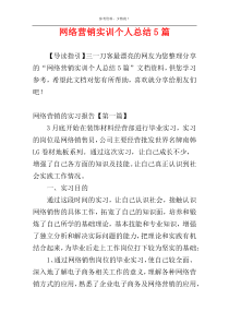 网络营销实训个人总结5篇