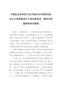 中国社会科学院习近平新时代中国特色社会主义思想研究中心特约研究员推进共同富裕的现实路径