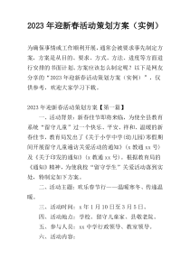 2023年迎新春活动策划方案（实例）