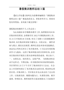 暑假集训教师总结3篇