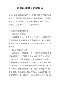 公司总经理的（述职报告）