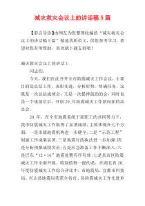 减灾救灾会议上的讲话稿5篇