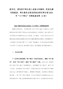 副书记、领导班子带头深入发扬斗争精神，防范化解风险挑战、带头落实全面治党政治责任等方面2023年