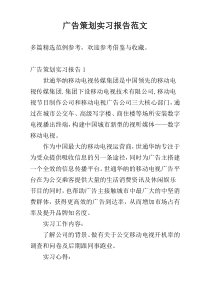 广告策划实习报告范文