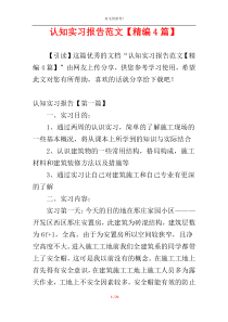 认知实习报告范文【精编4篇】