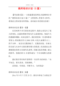 教师培训计划（5篇）