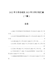 7篇2022年工作总结及2023年工作计划汇编