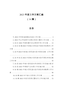 14篇2023年度工作方案汇编