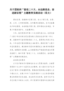 关于团组织“喜迎二十大、永远跟党走、奋进新征程”主题教育实践活动（范文）