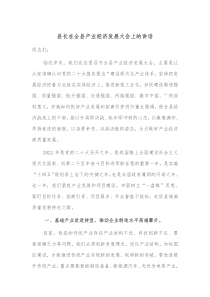 县长在全县产业经济发展大会上的讲话