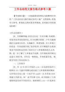 工作总结范文报告格式参考3篇