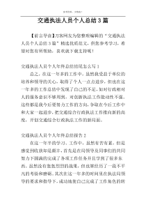 交通执法人员个人总结3篇