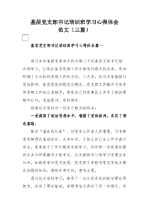 基层党支部书记培训班学习心得体会范文（三篇）