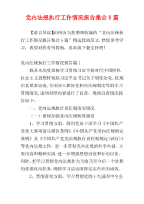 党内法规执行工作情况报告集合5篇