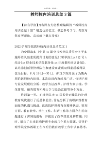 教师校内培训总结3篇