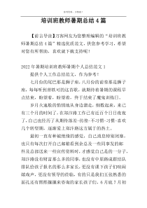 培训班教师暑期总结4篇