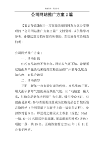 公司网站推广方案2篇