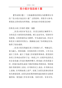 党小组计划总结5篇