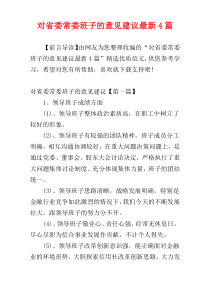 对省委常委班子的意见建议最新4篇