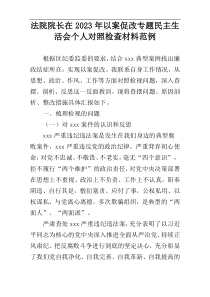 法院院长在2023年以案促改专题民主生活会个人对照检查材料范例