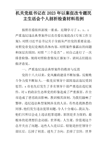 机关党组书记在2023年以案促改专题民主生活会个人剖析检查材料范例