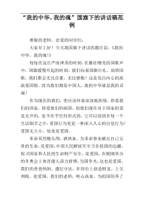 “我的中华，我的魂”国旗下的讲话稿范例