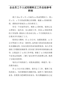 企业员工个人试用期转正工作总结参考样例