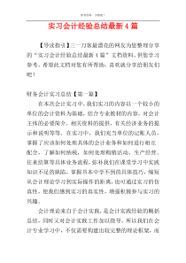 实习会计经验总结最新4篇