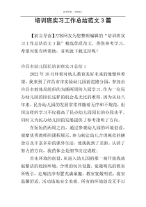 培训班实习工作总结范文3篇