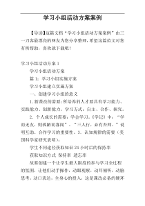 学习小组活动方案案例