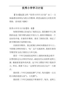 优秀小学学习计划